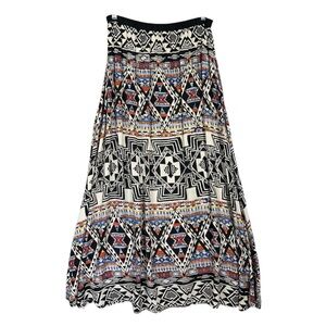 Angie Multicolor Geometric Maxi Skirt Boho Aztec Print Sz L
